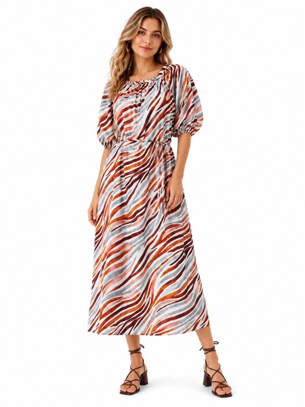 Ann Taylor Zebra Print Midi Dress – Size S (Fits S/M)